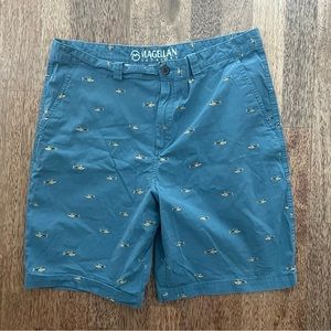 Magellan Outdoors Shorts Mens 36 Fish Blue Flat Front Chino EUC